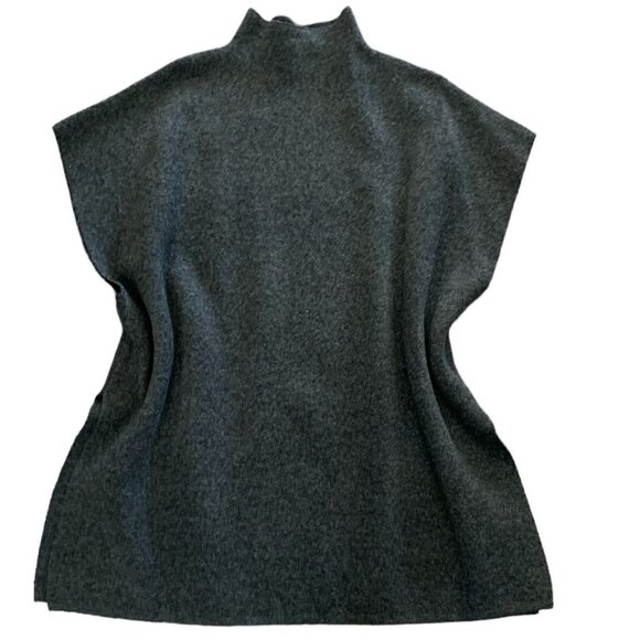 Zara Wool Blend Oversize Tunic Top/Poncho Sz M Charcoal Gray 126D - Picture 5 of 10